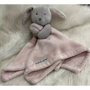 Blankets‎ & Beyond Pink Gray Baby Bunny Security Blanket Lovey Velvet Plush 15"
